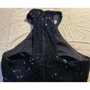 Blondie Nites Stacy Sklar Bodycon Dress 11 Black Sequins Halter Cocktail Prom